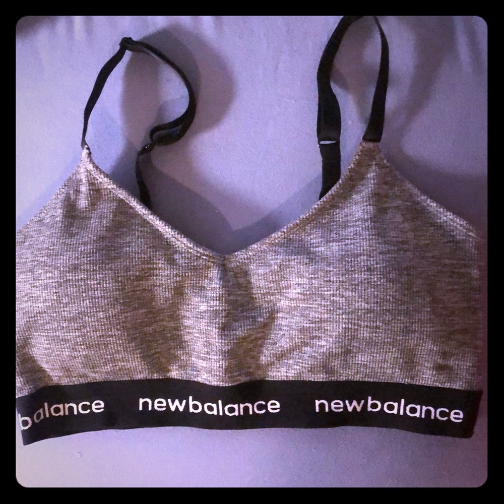 New Balance gray and black sports bra
